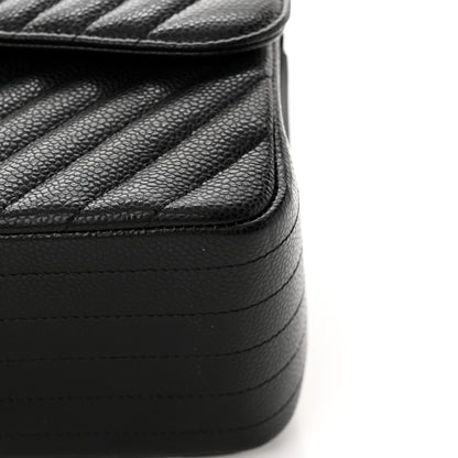 Chanel Caviar Chevron Quilted Jumbo Double Flap Black 14 of 15
