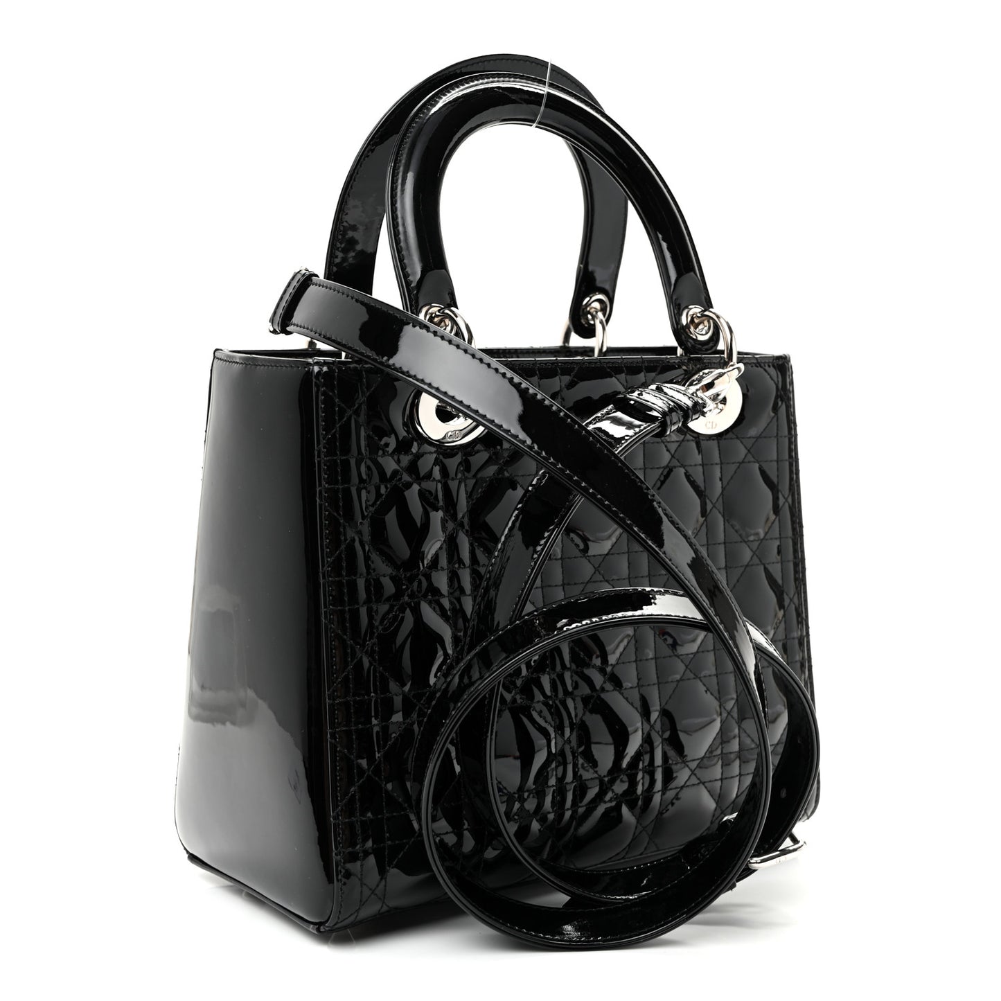Patent Cannage Medium Lady Dior Black