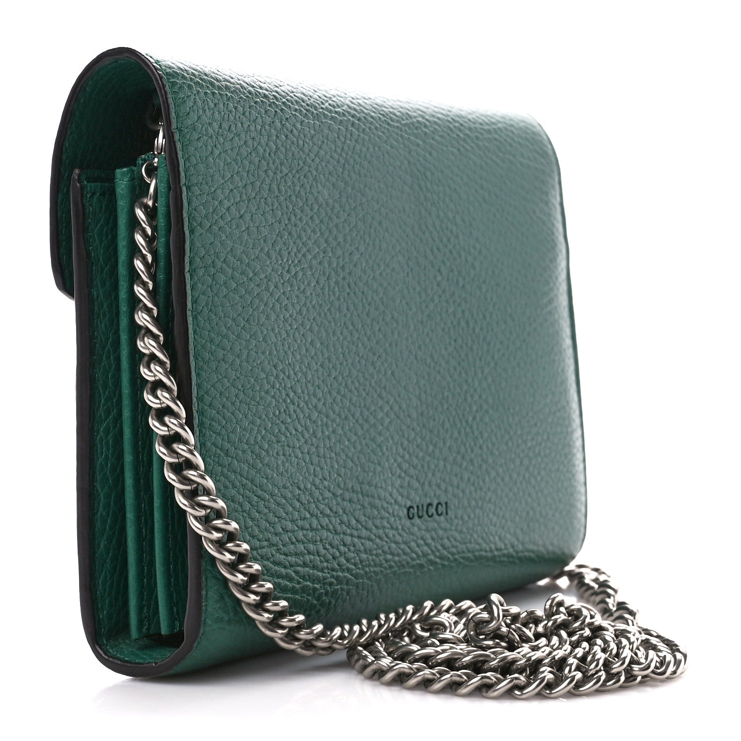 Gucci Calfskin Mini Dionysus Chain Wallet Emerald 3 of 11