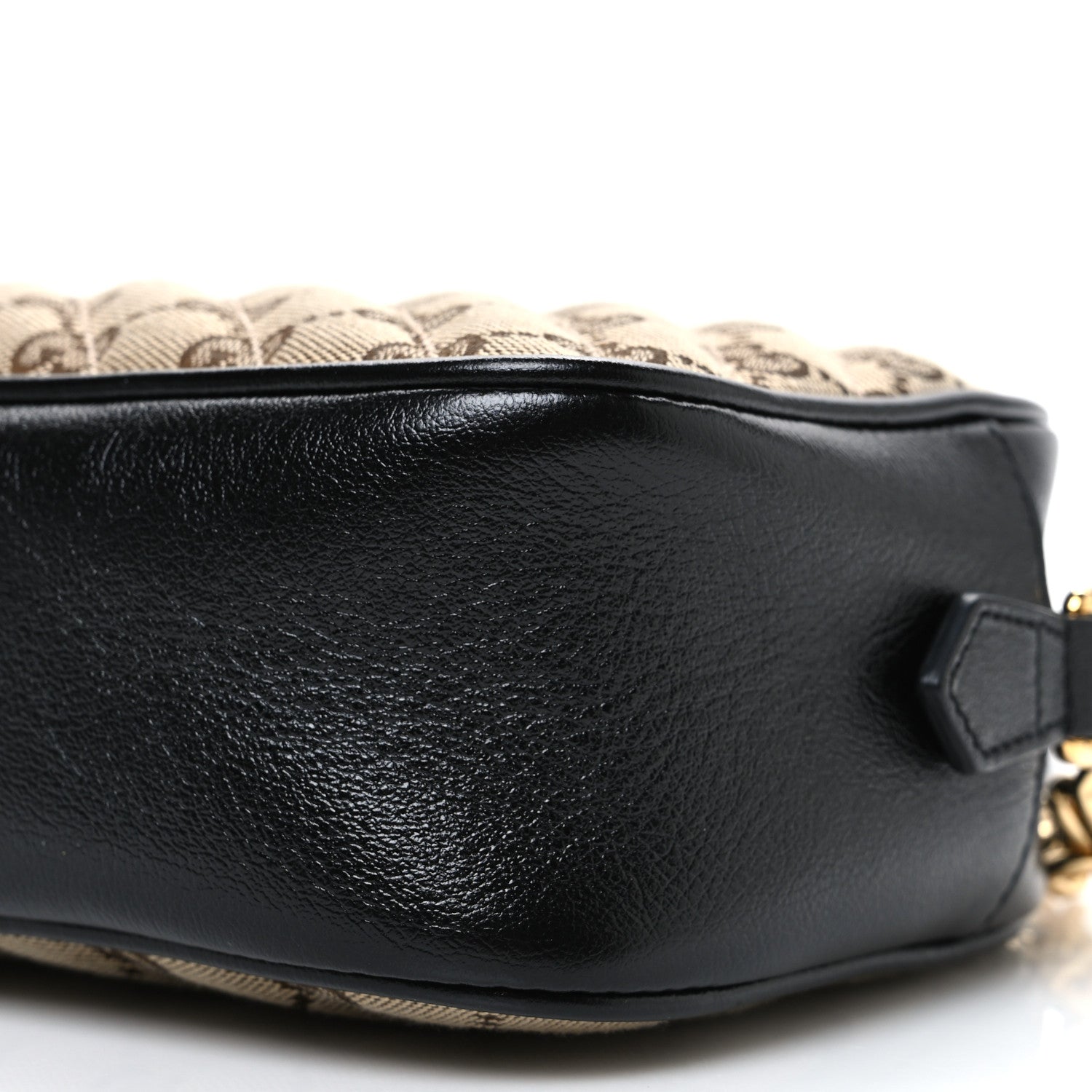 Gucci Monogram Matelasse Diagonal Small GG Marmont Chain Shoulder Bag Beige Black 10 of 11