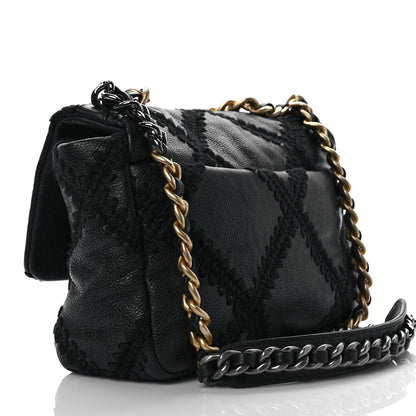 Chanel Calfskin Crochet Medium Chanel 19 Flap Black 2 of 9