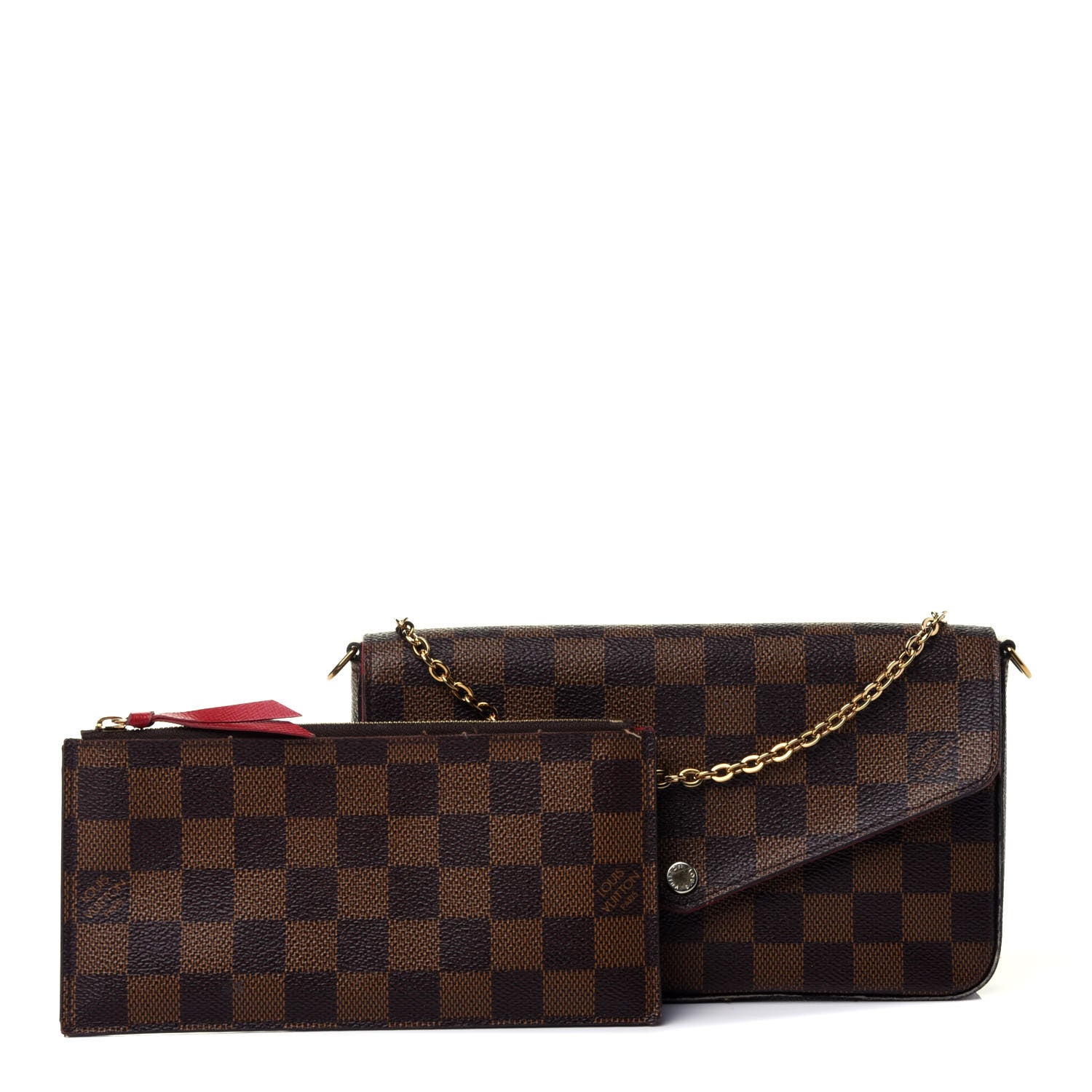 Louis Vuitton Damier Ebene Pochette Felicie Chain Wallet 3 of 6