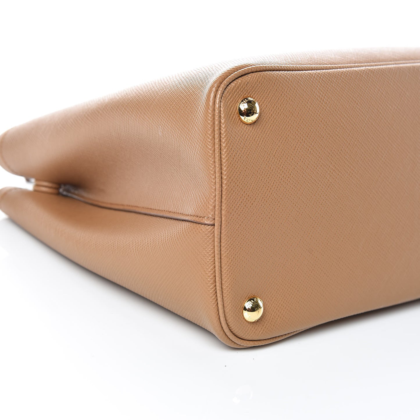 Saffiano Cuir Medium Double Bag Caramel Fuoco