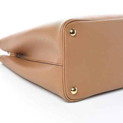 Prada Saffiano Cuir Medium Double Bag Caramel Fuoco 5 of 11