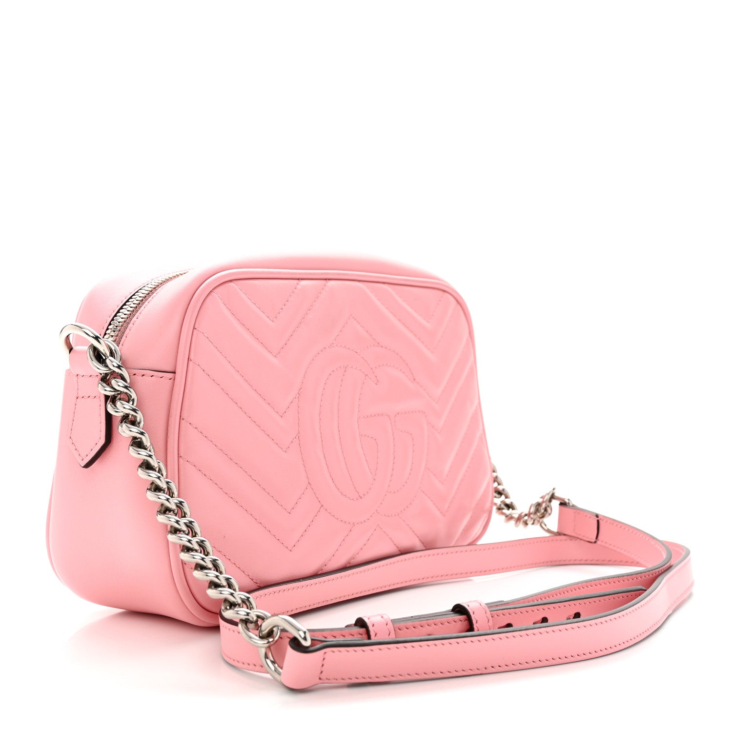 Gucci Calfskin Matelasse Small GG Marmont Chain Shoulder Bag Wild Rose 3 of 10
