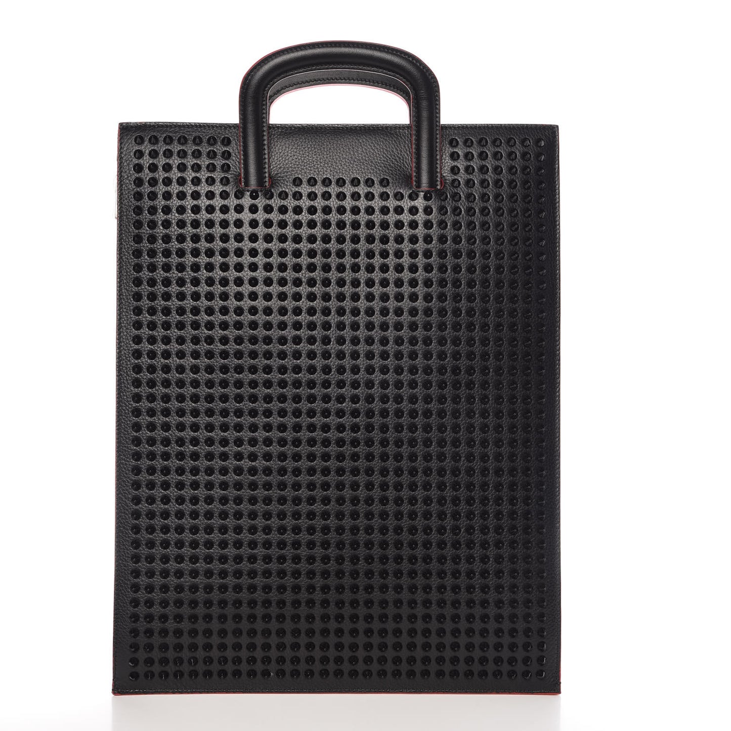 Calfskin Spiked Large Trictrac Portfolio Bag Black