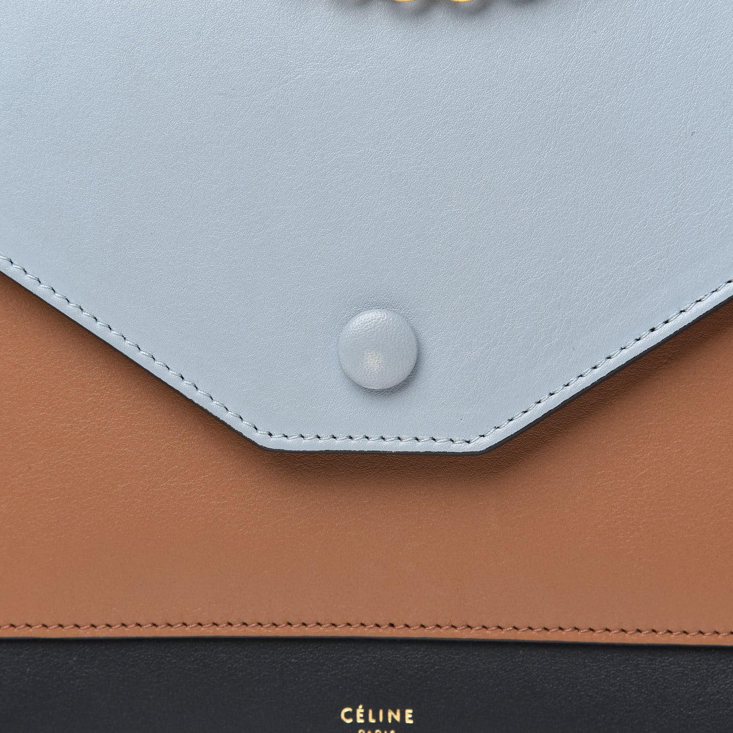 Smooth Calfskin Tri-Color Pocket Chain Flap Tan