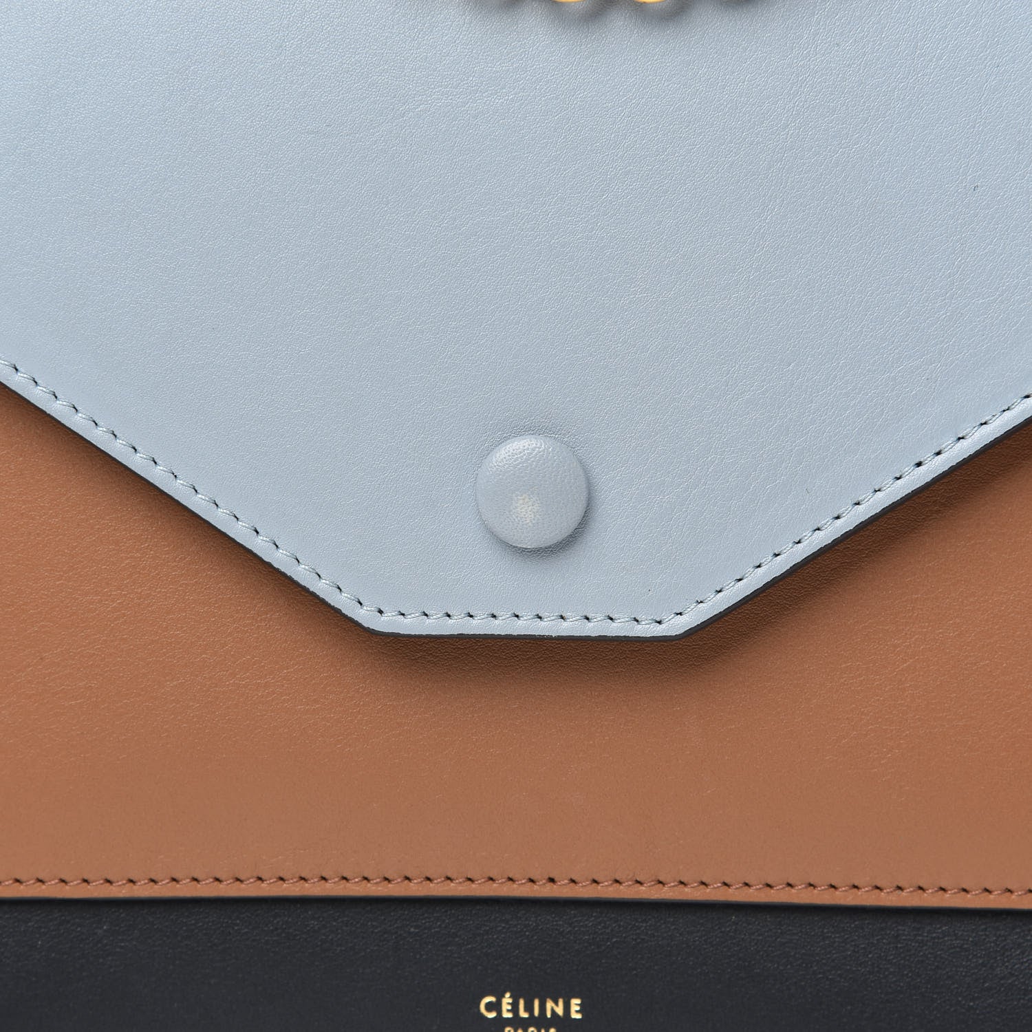 Celine Smooth Calfskin Tri-Color Pocket Chain Flap Tan 7 of 10
