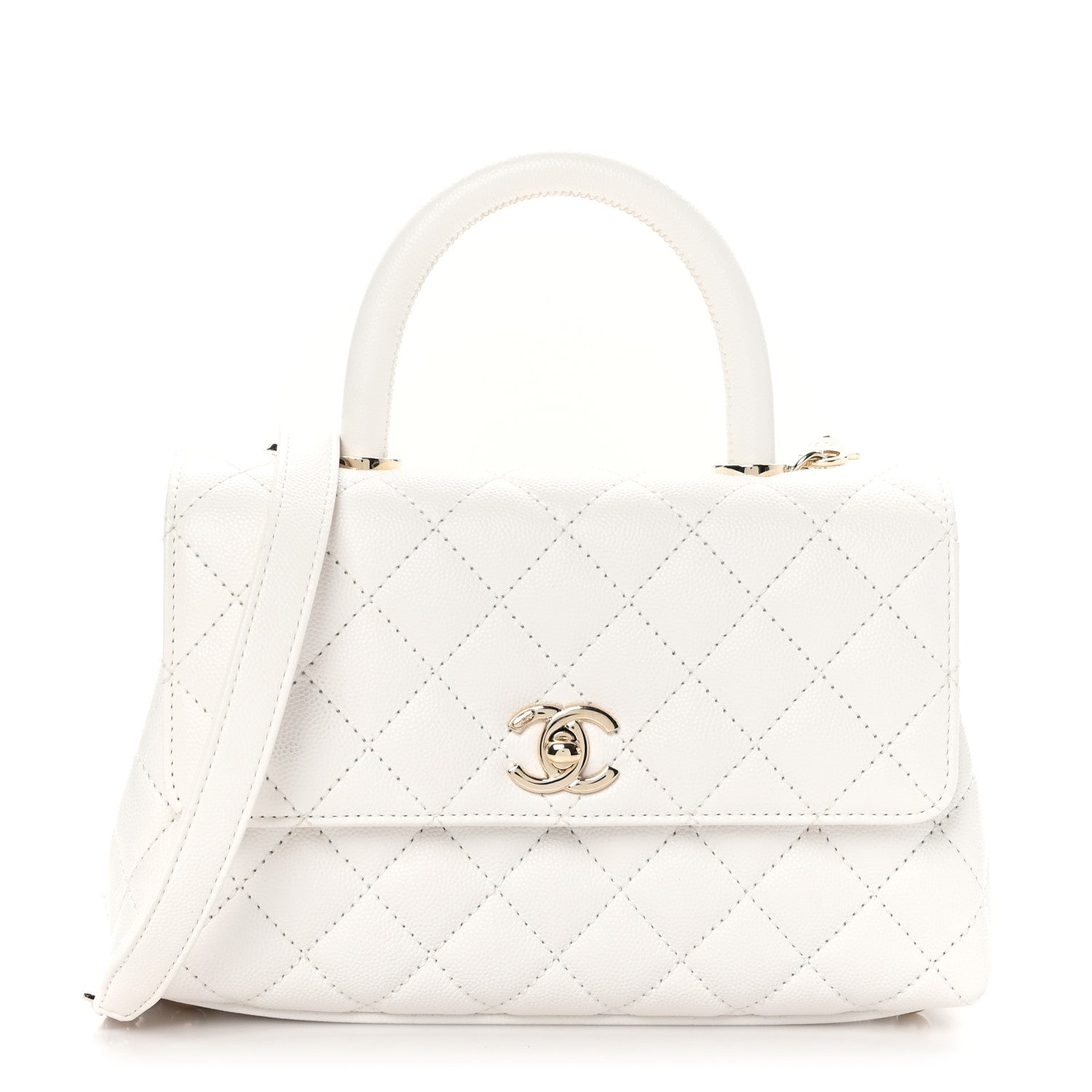 Chanel Caviar Quilted Mini Coco Handle Flap White 1 of 11