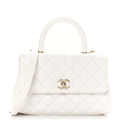 Chanel Caviar Quilted Mini Coco Handle Flap White 1 of 11