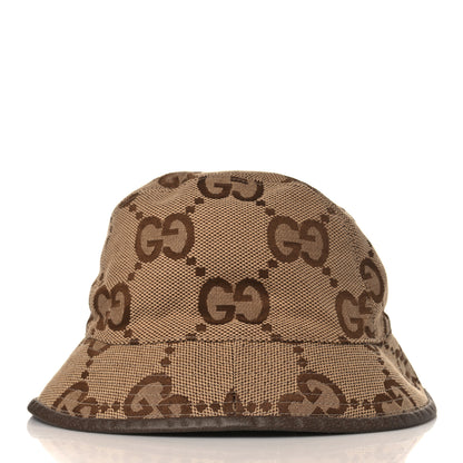 Gucci Monogram Jumbo GG Bucket Hat M 57 Camel Ebony New Acero 4 of 8