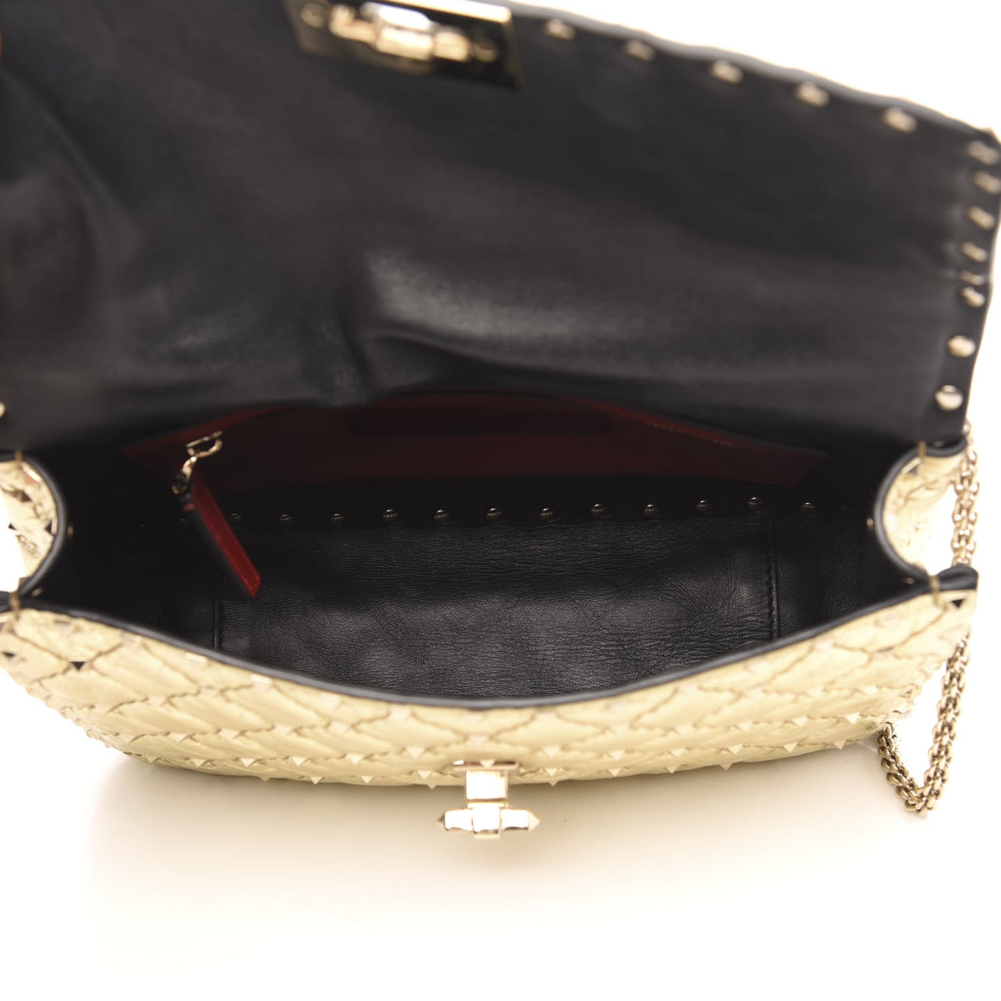 Metallic Wrinkled Lambskin Medium Rockstud Spike Shoulder Bag Mekong
