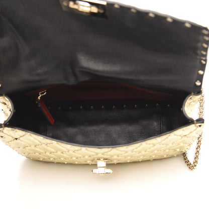 Valentino Garavani Metallic Wrinkled Lambskin Medium Rockstud Spike Shoulder Bag Mekong 5 of 10
