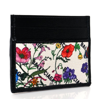 Balenciaga X GUCCI Canvas Azalea Calfskin Flora Logo Print Neo Classic Card Holder White Multicolor Black 3 of 7