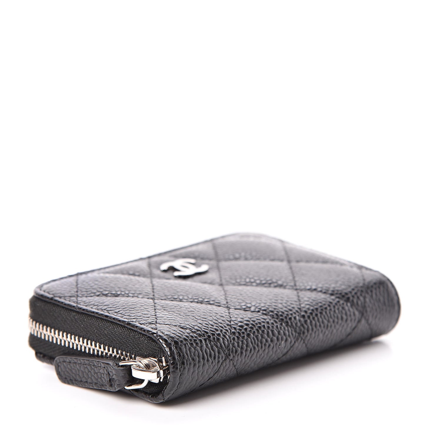 Caviar Quilted Zip Coin Purse Black