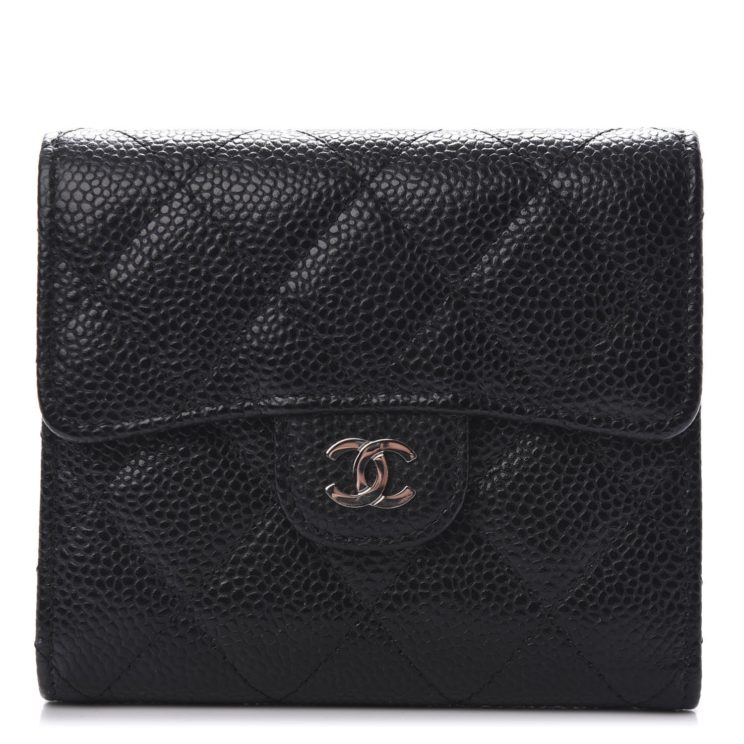 Chanel Caviar Quilted Compact Flap Wallet Black 1 of 7