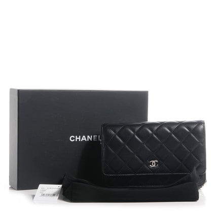 Chanel Lambskin Quilted Wallet on Chain WOC Black 8 of 9