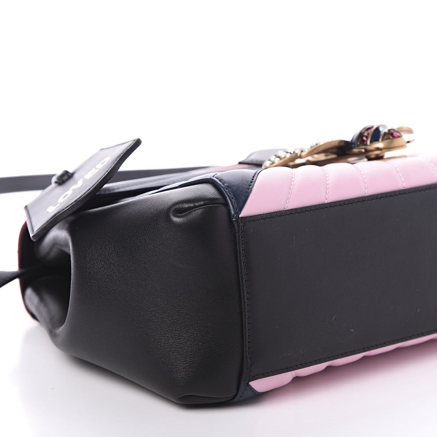 Calfskin Bamboo Trapuntata Queen Margaret Top Handle Bag Blue Agata Hibiscus Red Mystic White Sugar Pink