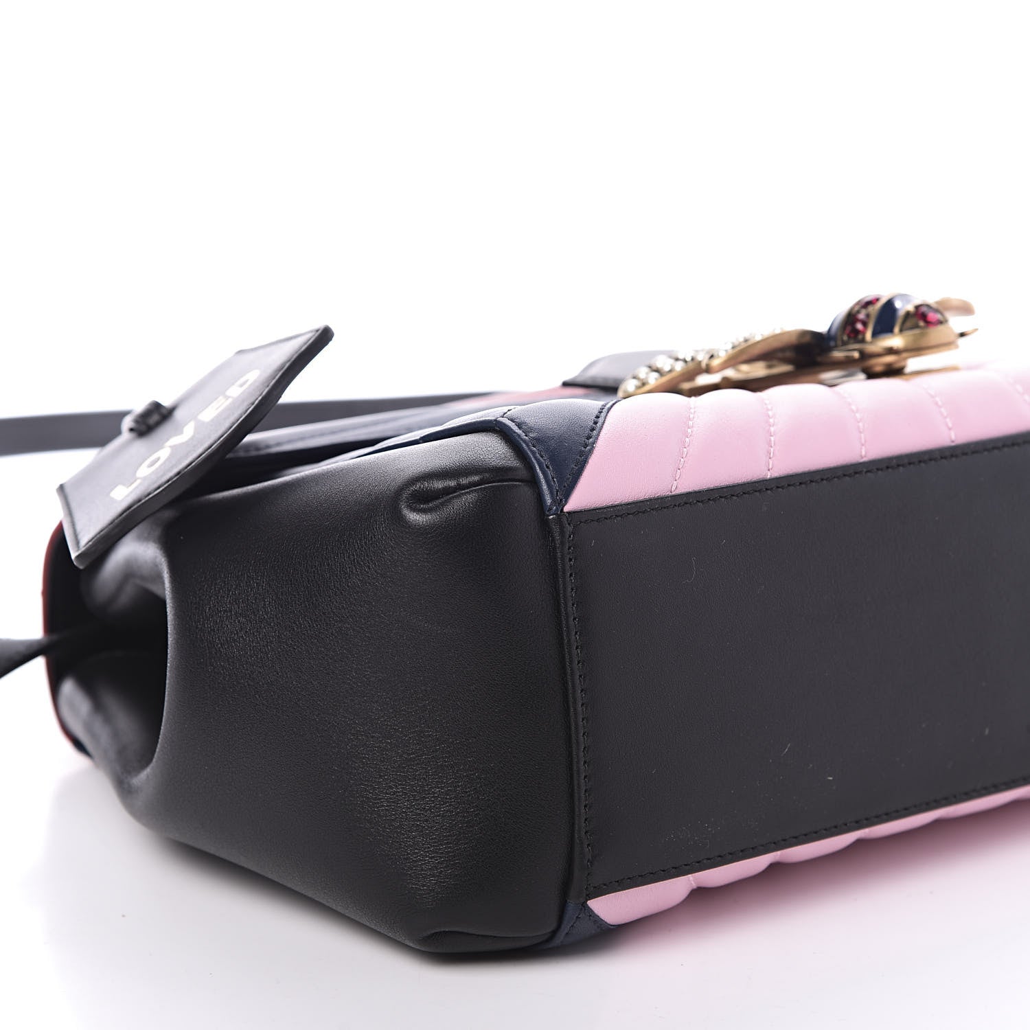 Gucci Calfskin Bamboo Trapuntata Queen Margaret Top Handle Bag Blue Agata Hibiscus Red Mystic White Sugar Pink 6 of 11