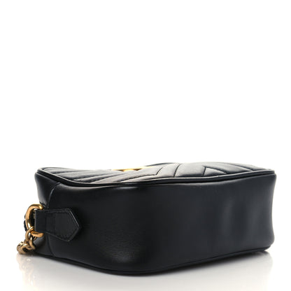 Gucci Calfskin Matelasse Mini GG Marmont Chain Shoulder Bag Black 4 of 8