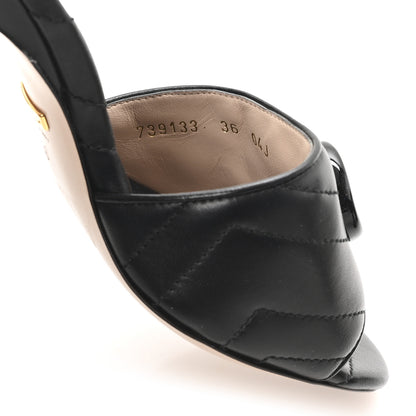 Gucci Nappa Matelasse Monochrome GG Marmont 75mm Slide Sandals 36 Black 8 of 10