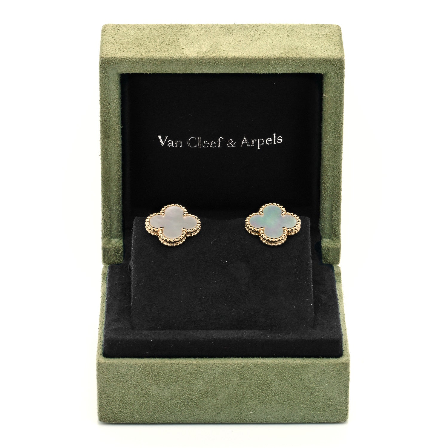 Van Cleef & Arpels 18K Yellow Gold Mother of Pearl Vintage Alhambra Earrings 5 of 5