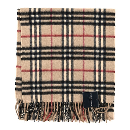 Burberry Cashmere House Check Fringe Scarf Camel 2 of 3