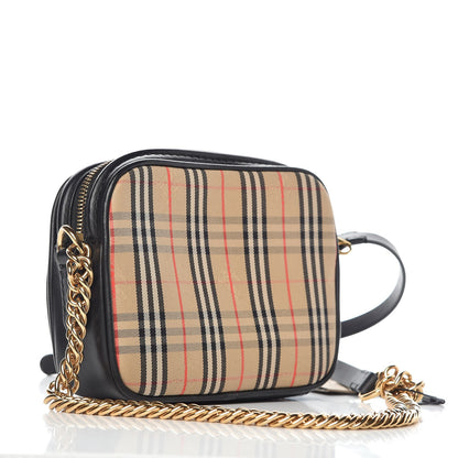 Burberry 1983 Knight Check Smooth Calfskin Link Camera Bag Black 3 of 7