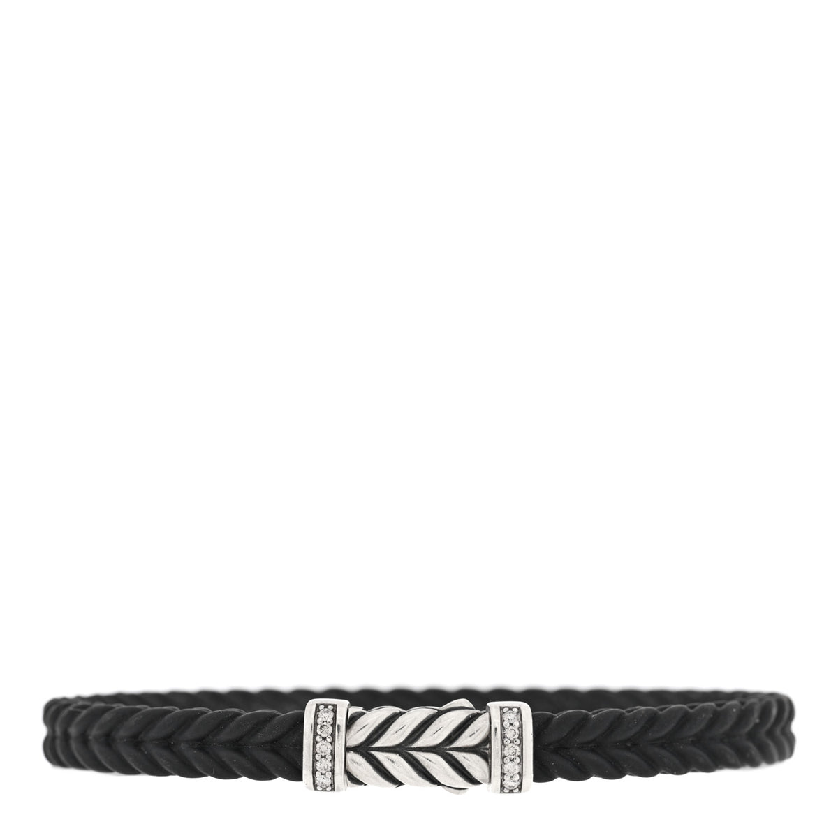 Sterling Silver Rubber Diamond Chevron Bracelet