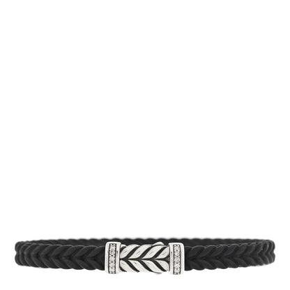 David Yurman Sterling Silver Rubber Diamond Chevron Bracelet 1 of 4