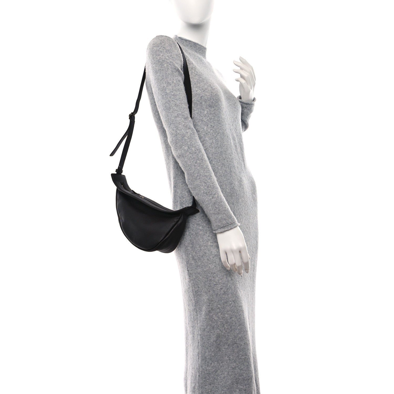 The Row Grained Calfskin Small Slouchy Banana Bag Black 2 of 8
