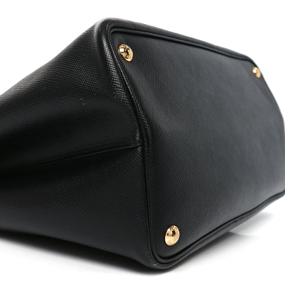 Prada Saffiano Cuir Large Double Bag Black Fuoco 8 of 9