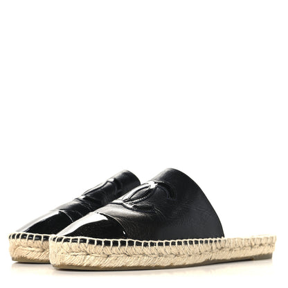 Chanel Iridescent Goatskin Patent CC Espadrille Mules 39 Black 4 of 11