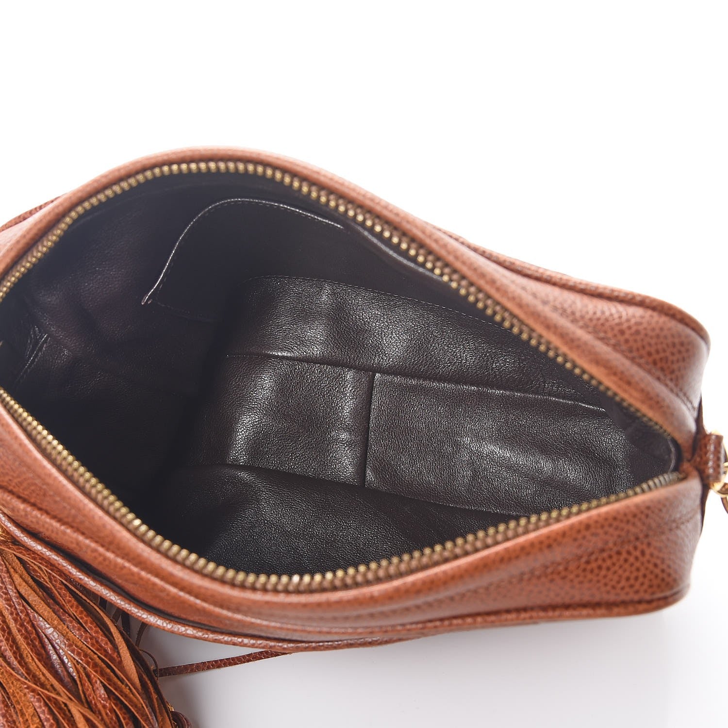 Chanel Caviar Chevron Quilted Tassel Camera Case Brown 5 of 17