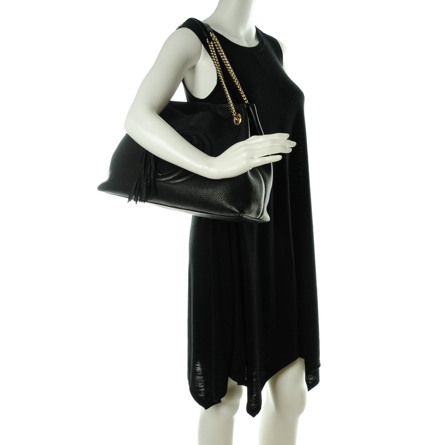 Gucci Pebbled Calfskin Medium Soho Chain Shoulder Bag Black 2 of 7