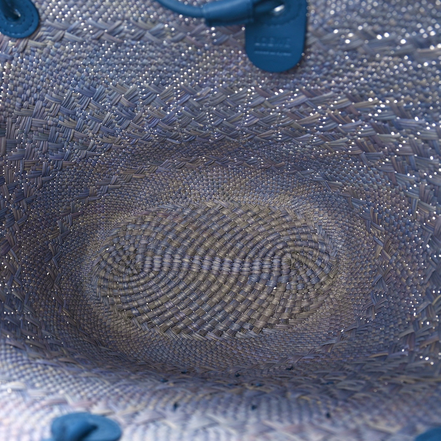 Loewe Iraca Palm Calfskin Anagram Medium Anagram Basket Bag Denim Blue 5 of 9