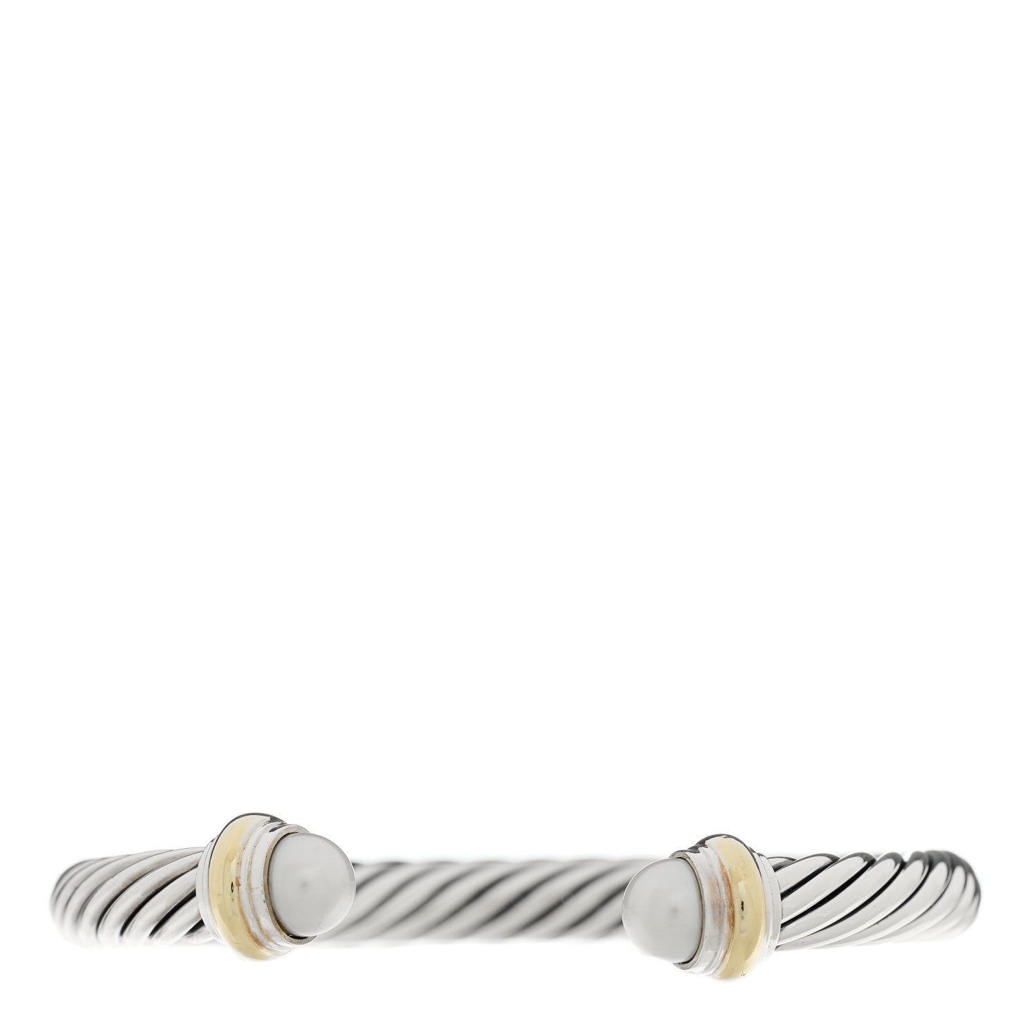 David Yurman Sterling Silver 14K Yellow Gold Pearl 7mm Cable Classics Bracelet 1 of 3