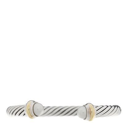 David Yurman Sterling Silver 14K Yellow Gold Pearl 7mm Cable Classics Bracelet 1 of 3