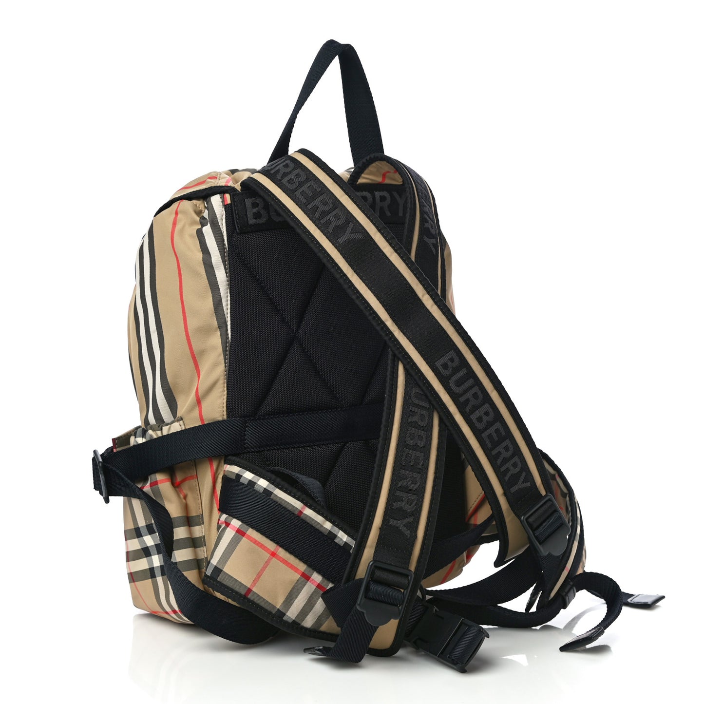 Nylon Icon Stripe Check Logo Print Backpack Natural