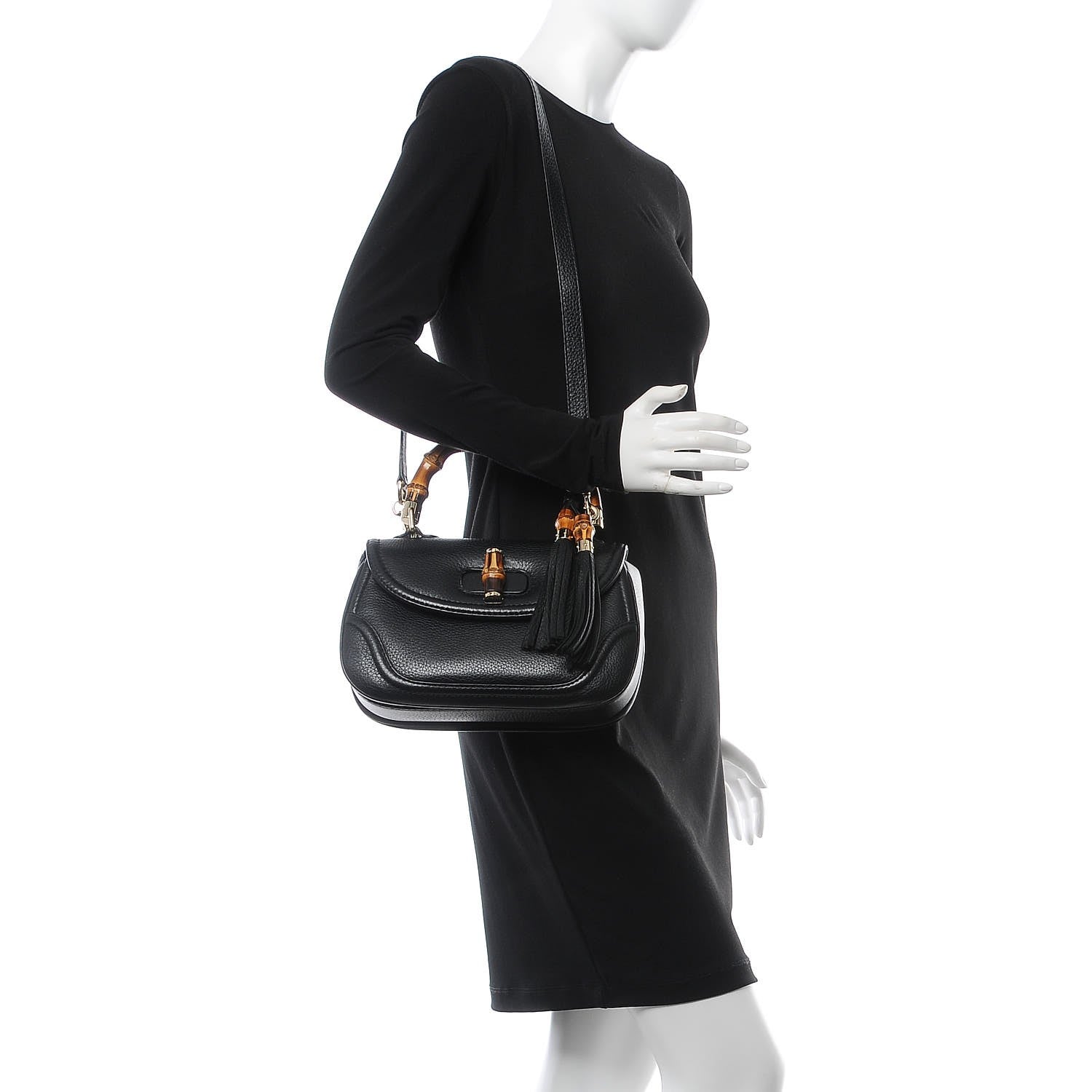 Gucci Calfskin Medium New Bamboo Top Handle Bag Black 2 of 9
