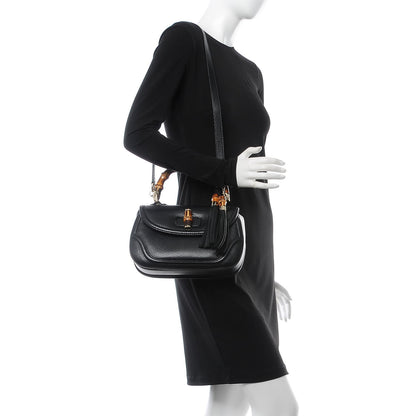 Gucci Calfskin Medium New Bamboo Top Handle Bag Black 2 of 9