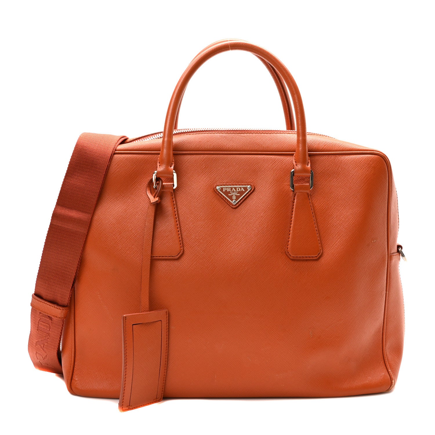 Prada Saffiano Travel Briefcase Papaya 1 of 9