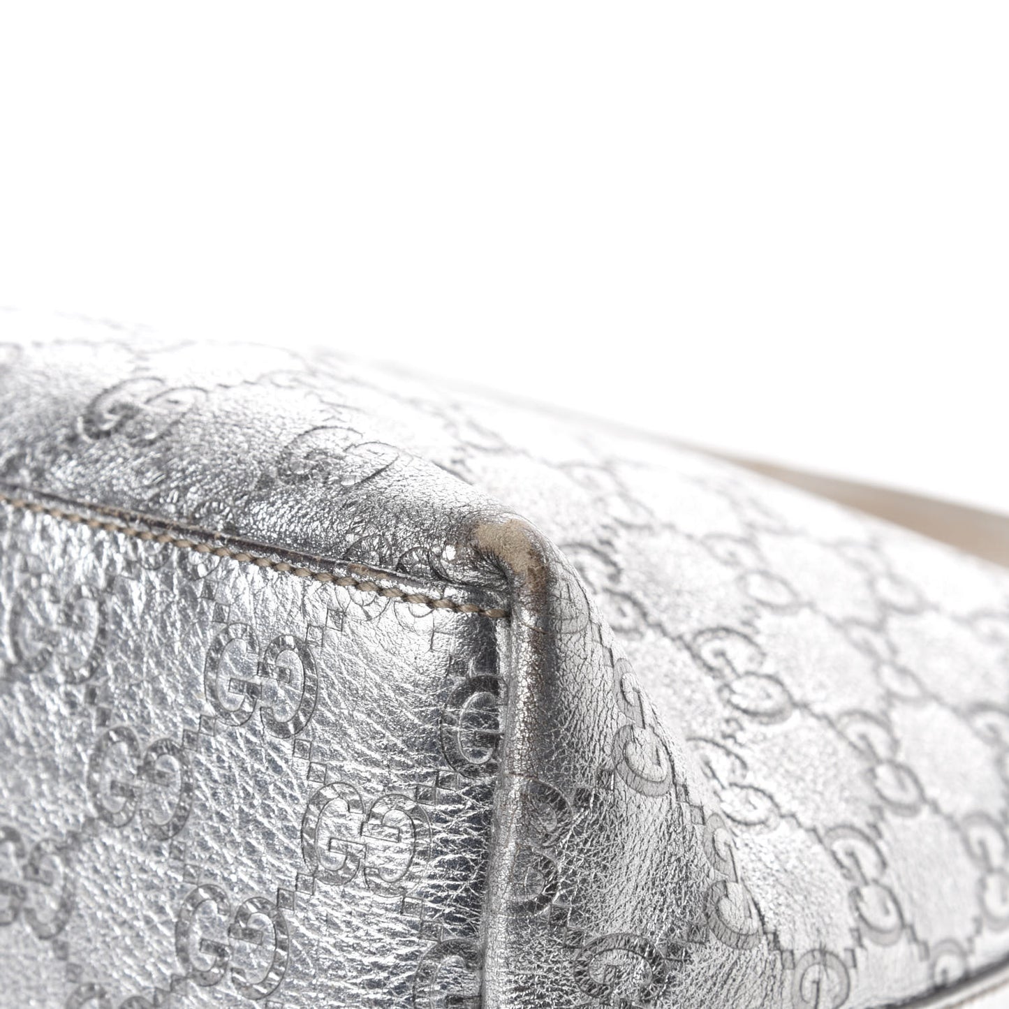 Metallic Guccissima Hobo Silver
