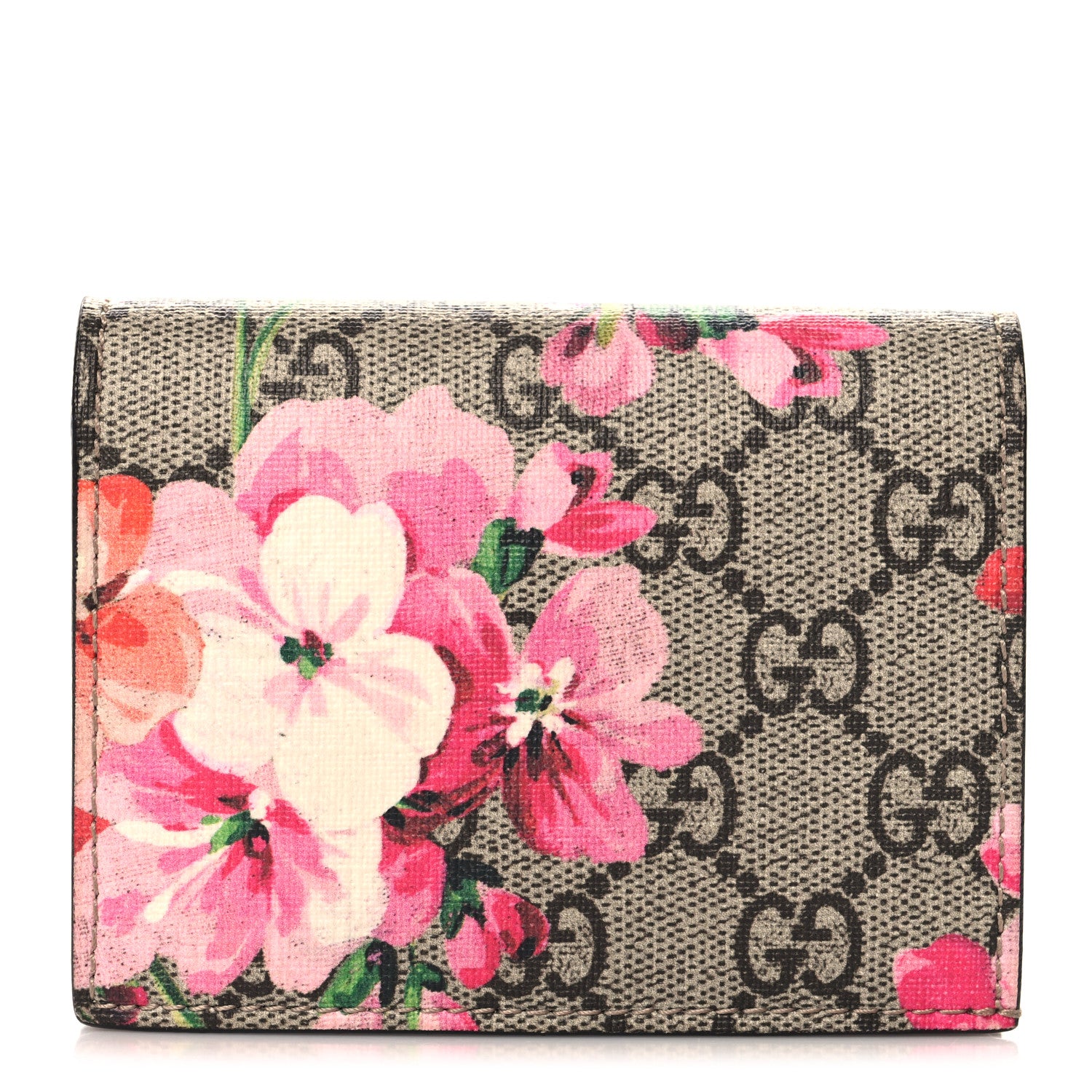 Gucci GG Supreme Monogram Blooms Card Case Beige Multicolor Dry Rose 1 of 8