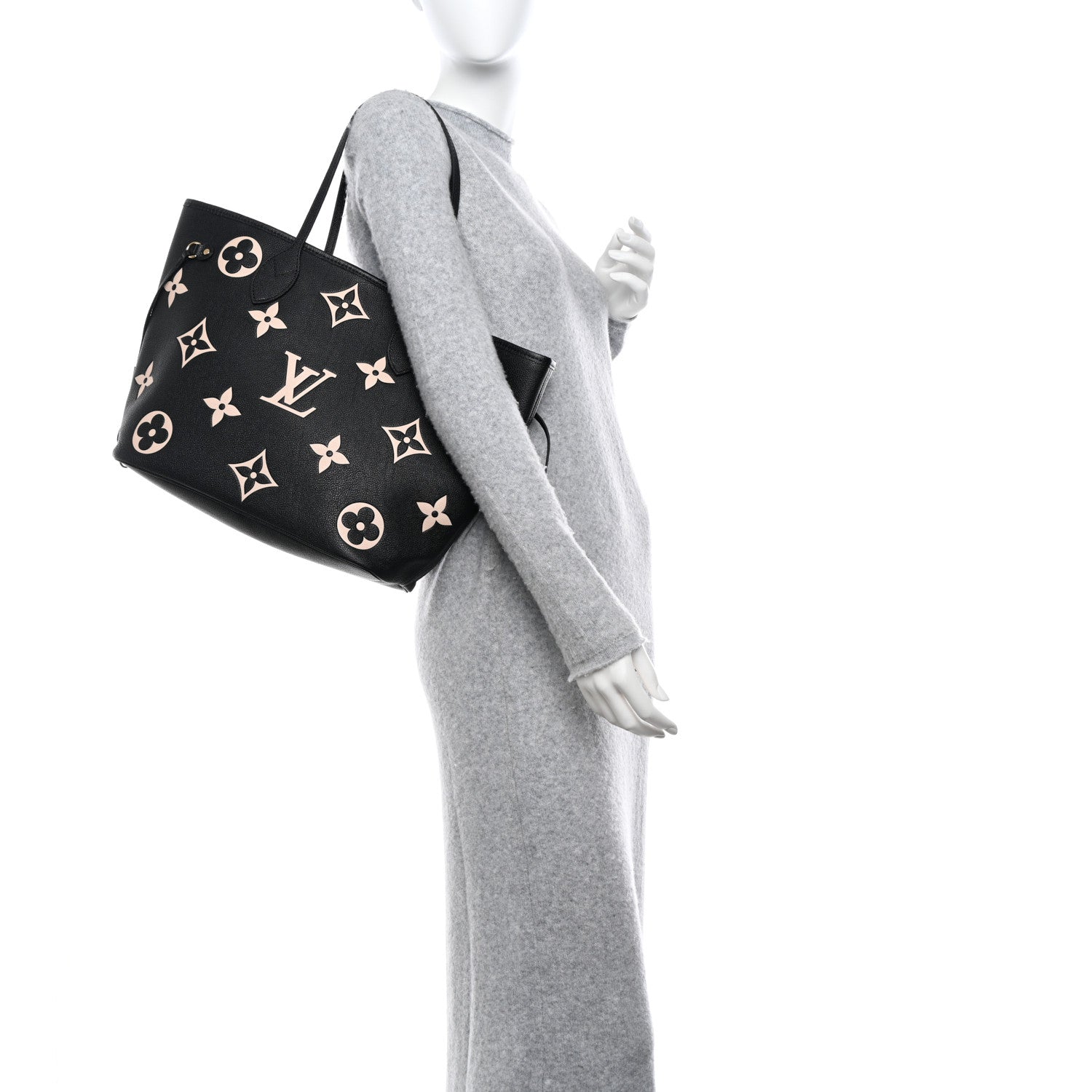 Louis Vuitton Empreinte Monogram Giant Neverfull MM Black Beige 2 of 10