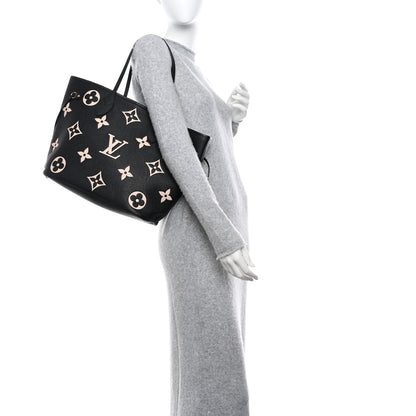 Louis Vuitton Empreinte Monogram Giant Neverfull MM Black Beige 2 of 10