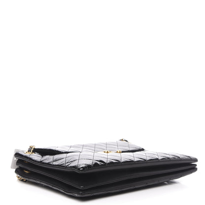 Chanel Patent Goatskin Quilted 3 Pocket Accordion Flap Black 4 of 14
