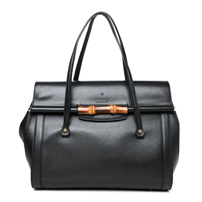 Gucci Calfskin Bamboo Bullet Top Handle Bag Black 1 of 13
