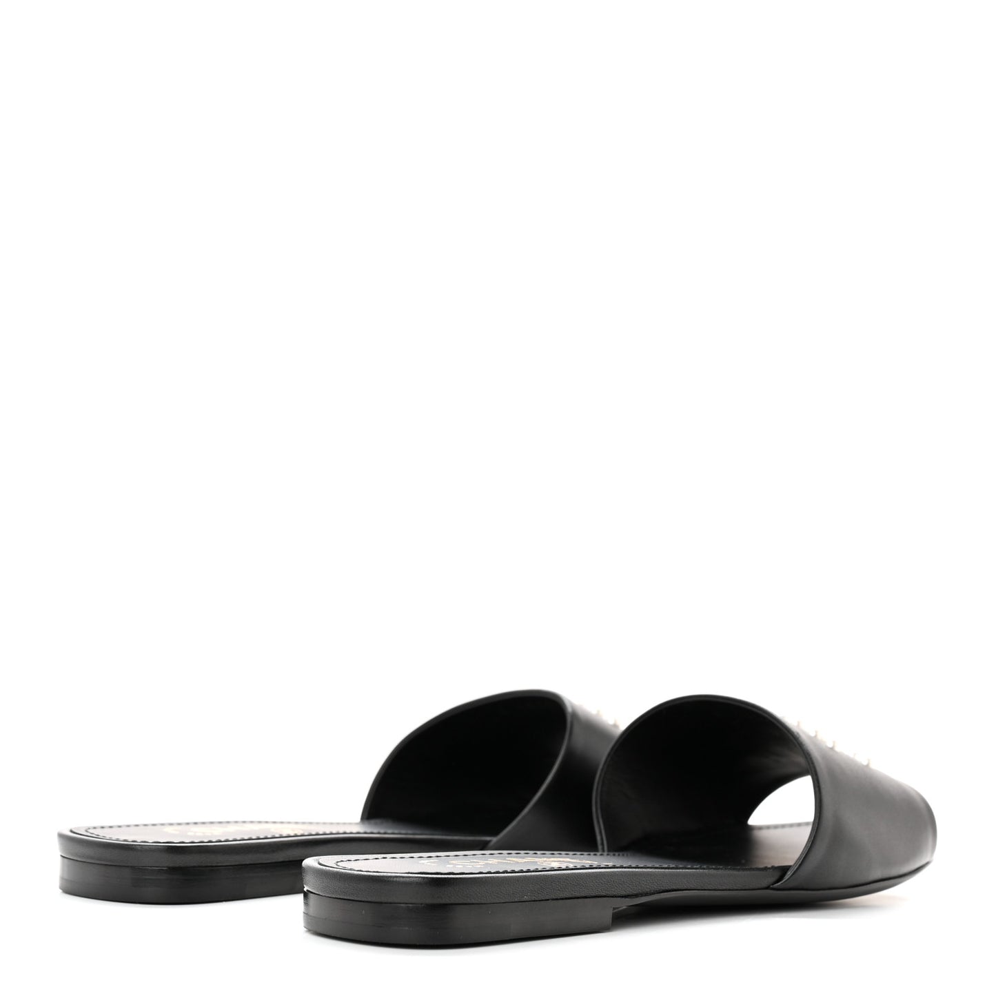 Lambskin Pearl CC Sandals 39 Black