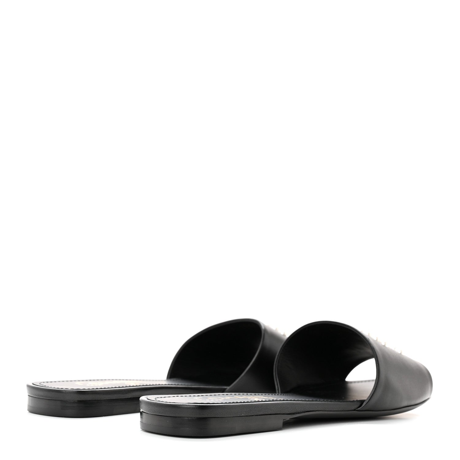 Chanel Lambskin Pearl CC Sandals 39 Black 4 of 11